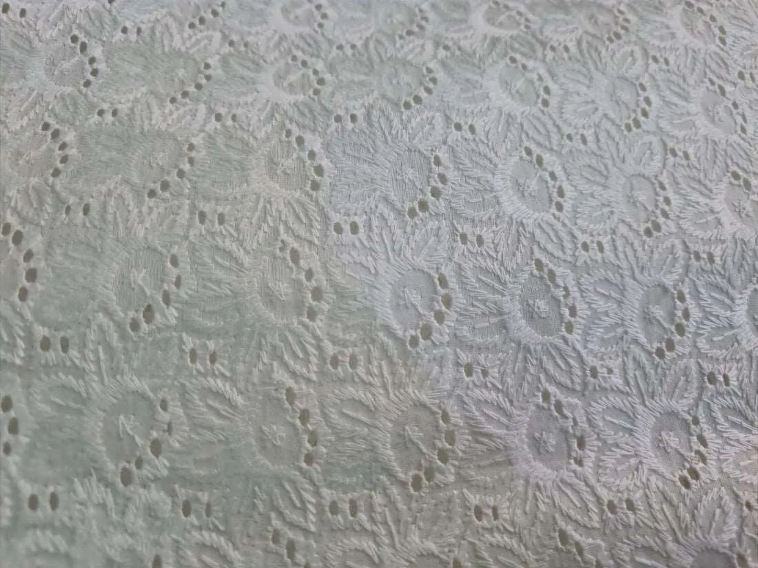 100% cotton cut work embroidery white color 44" wide [7747/12391]