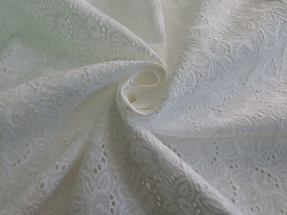 100% cotton cut work embroidery white color 44" wide [7747/12391]