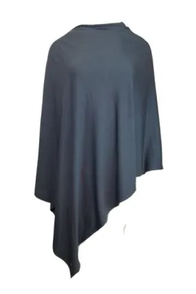 100% MERINO WOOL PONCHO EASY STYLE LAYER INDI BLUE