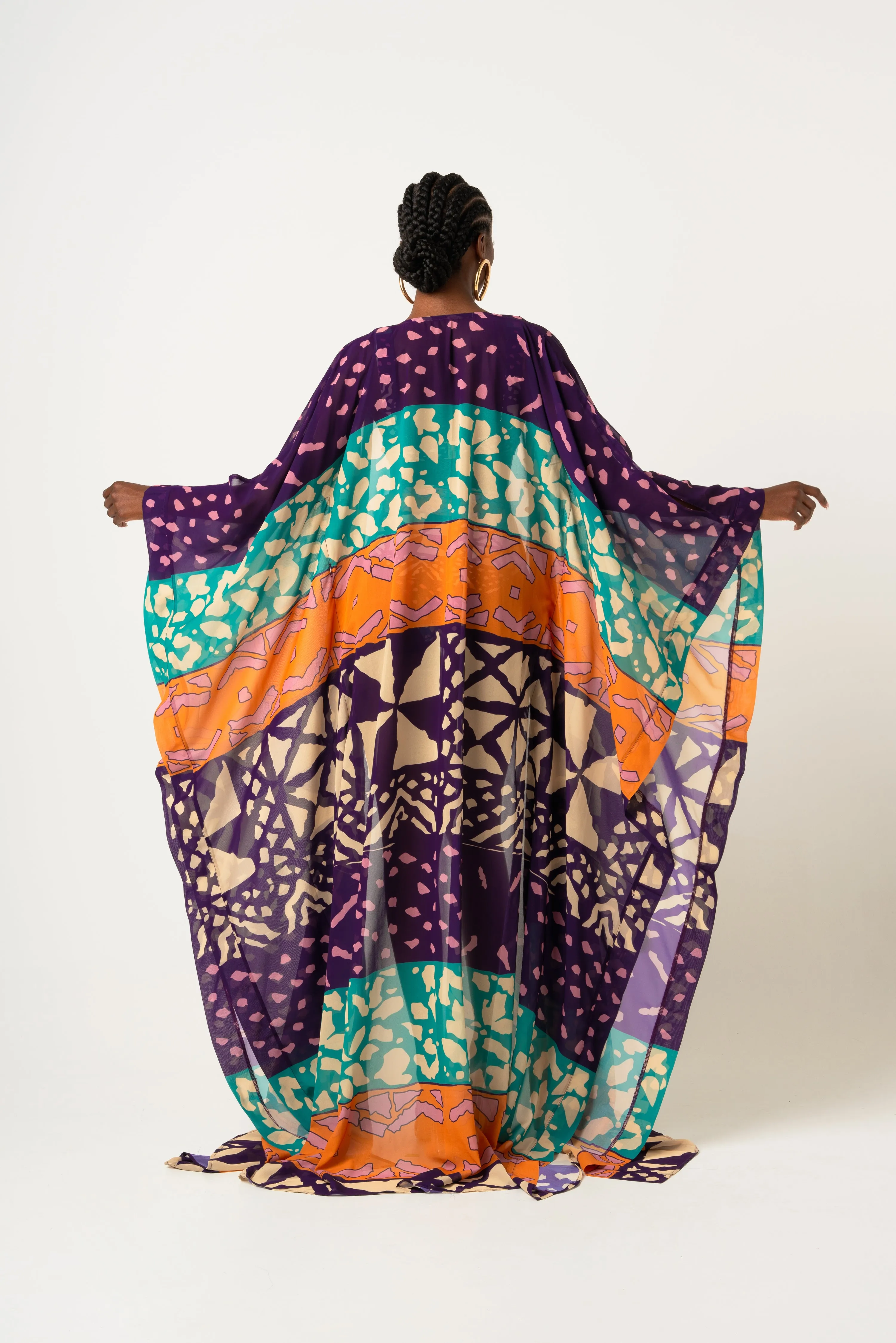 ANU PURPLE LONG KAFTAN CHIFFON KIMONO