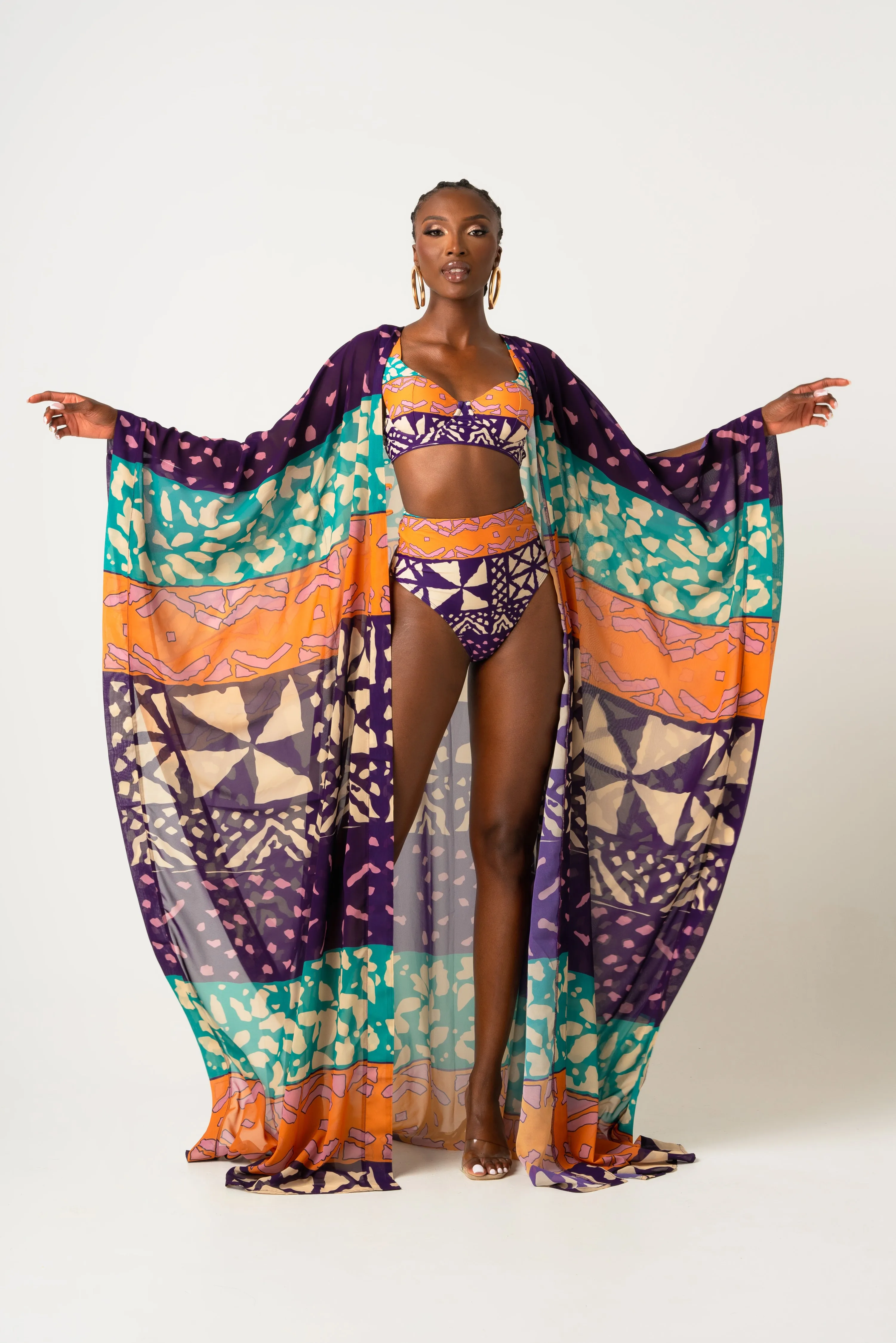 ANU PURPLE LONG KAFTAN CHIFFON KIMONO