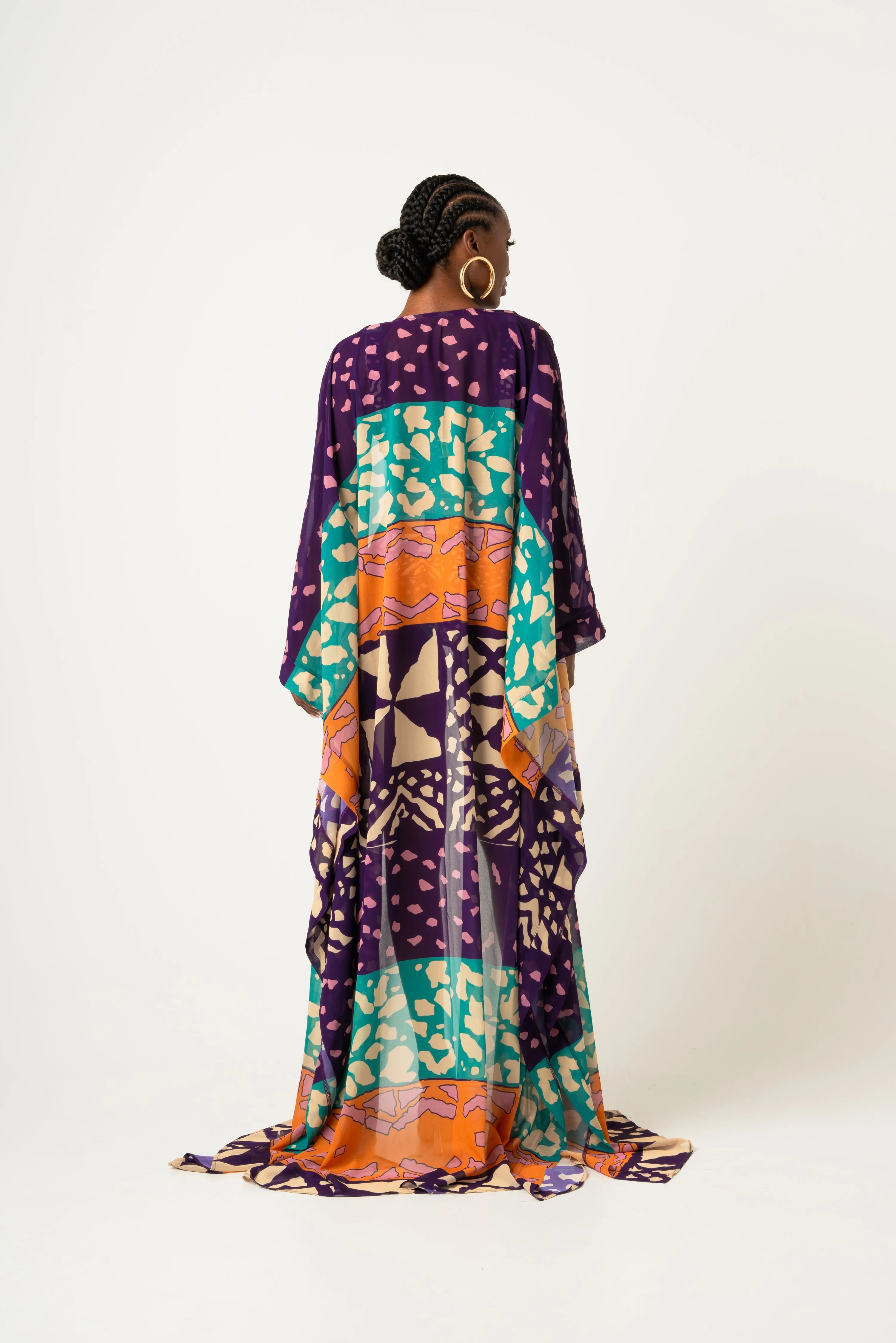 ANU PURPLE LONG KAFTAN CHIFFON KIMONO