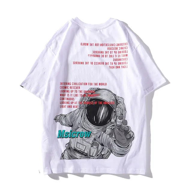 Astronaut Printed Hip Hop Streetwear Loose Tees