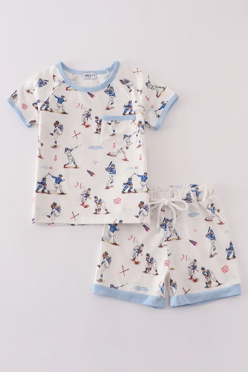 Baseball print boy pajamas set