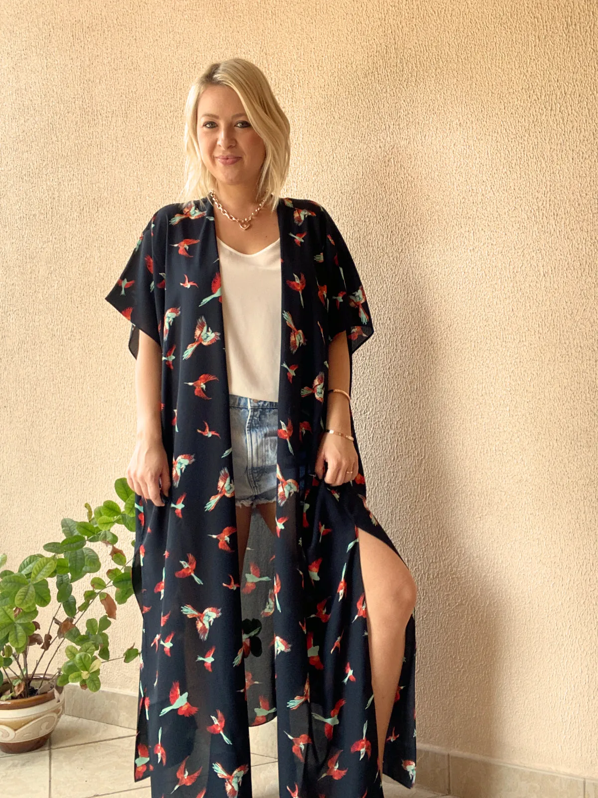 Black birds kimono - 2 lengths