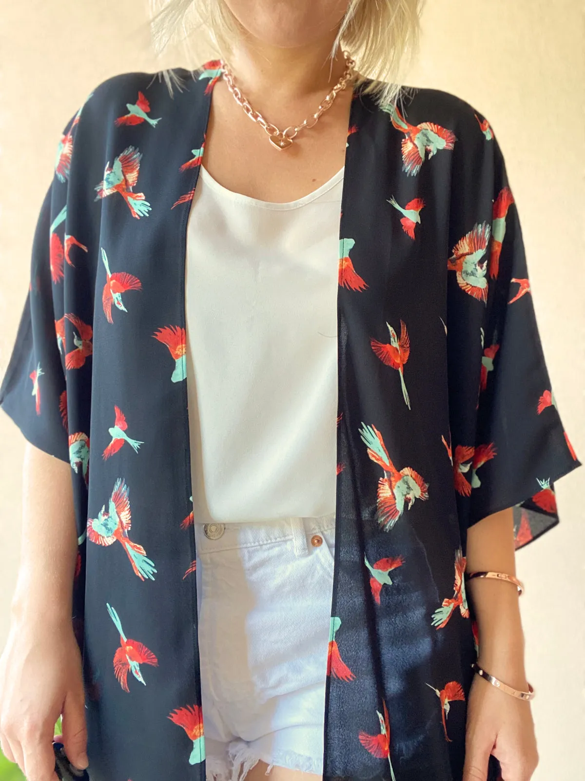 Black birds kimono - 2 lengths