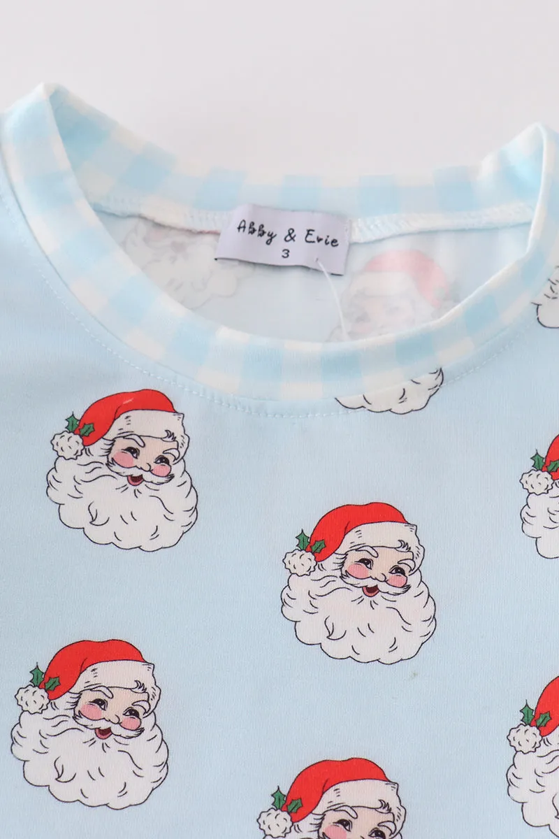 Blue christmas santa claus unisex pajamas set