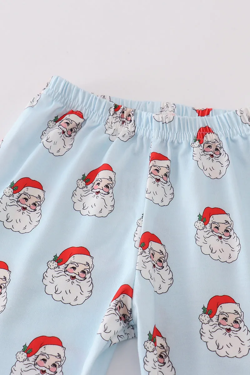 Blue christmas santa claus unisex pajamas set