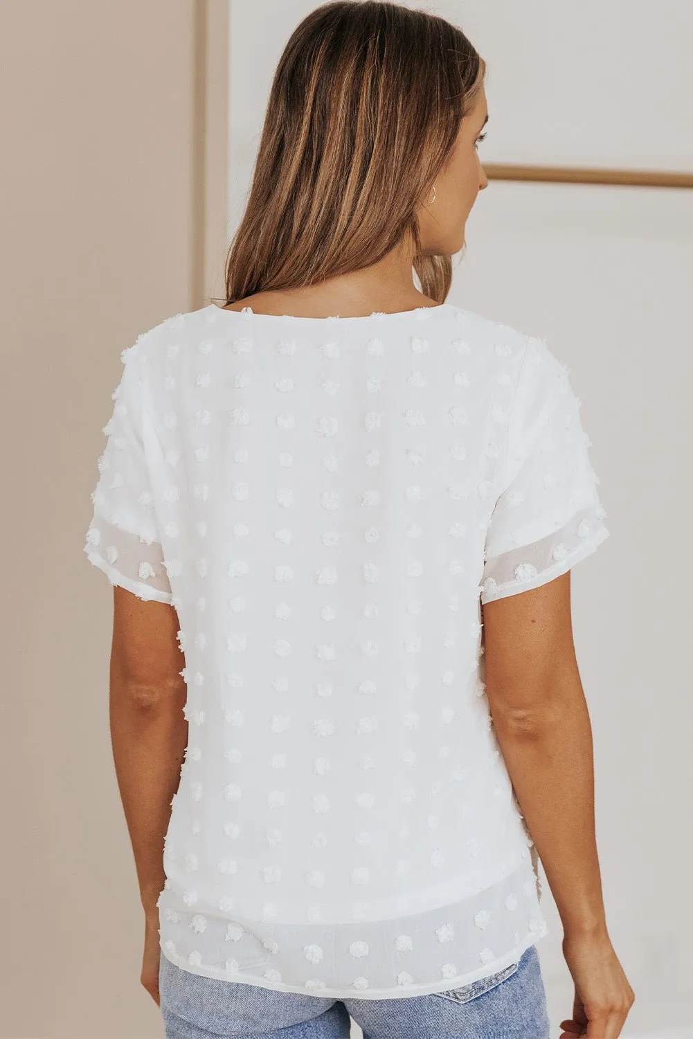 Breezy Swiss Dot Short Sleeve Loose Top