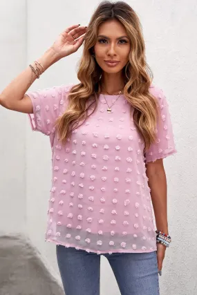 Breezy Swiss Dot Short Sleeve Loose Top