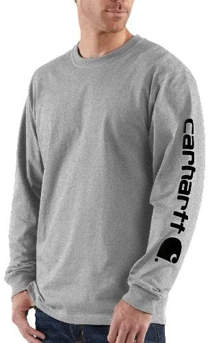 Carhartt K231 MenLoose Fit Heavyweight Long-Sleeve Logo Sleeve Graphic T-ShirtHeather Gray2X-Large