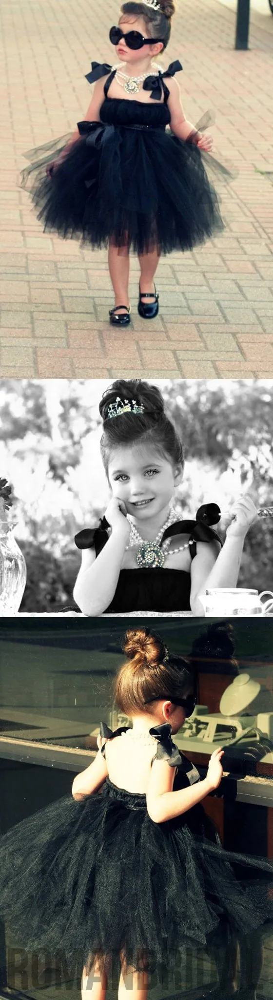 Cool Black Tulle Little Girl Dresses, Affordable Flower Girl Dresses, Little Black Dress, FG044