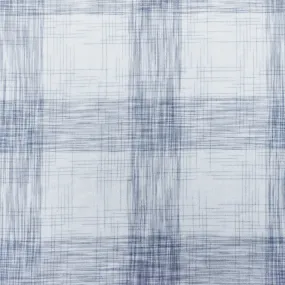 Cool White-Blue Abstract Check Cotton Voile Woven Fabric