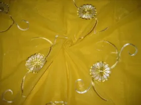 cotton voile fabric~Yellow with embroidery-5 yards