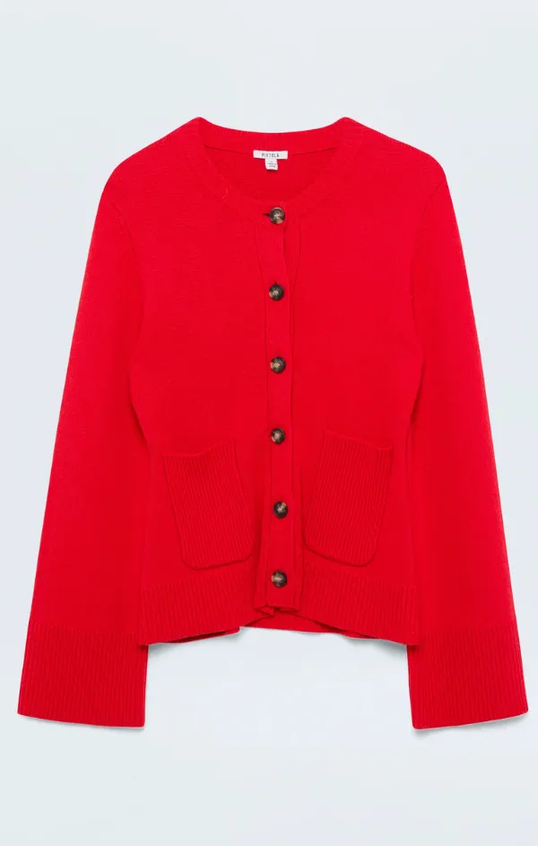 Dani Cinched Waist Cardigan in Rouge