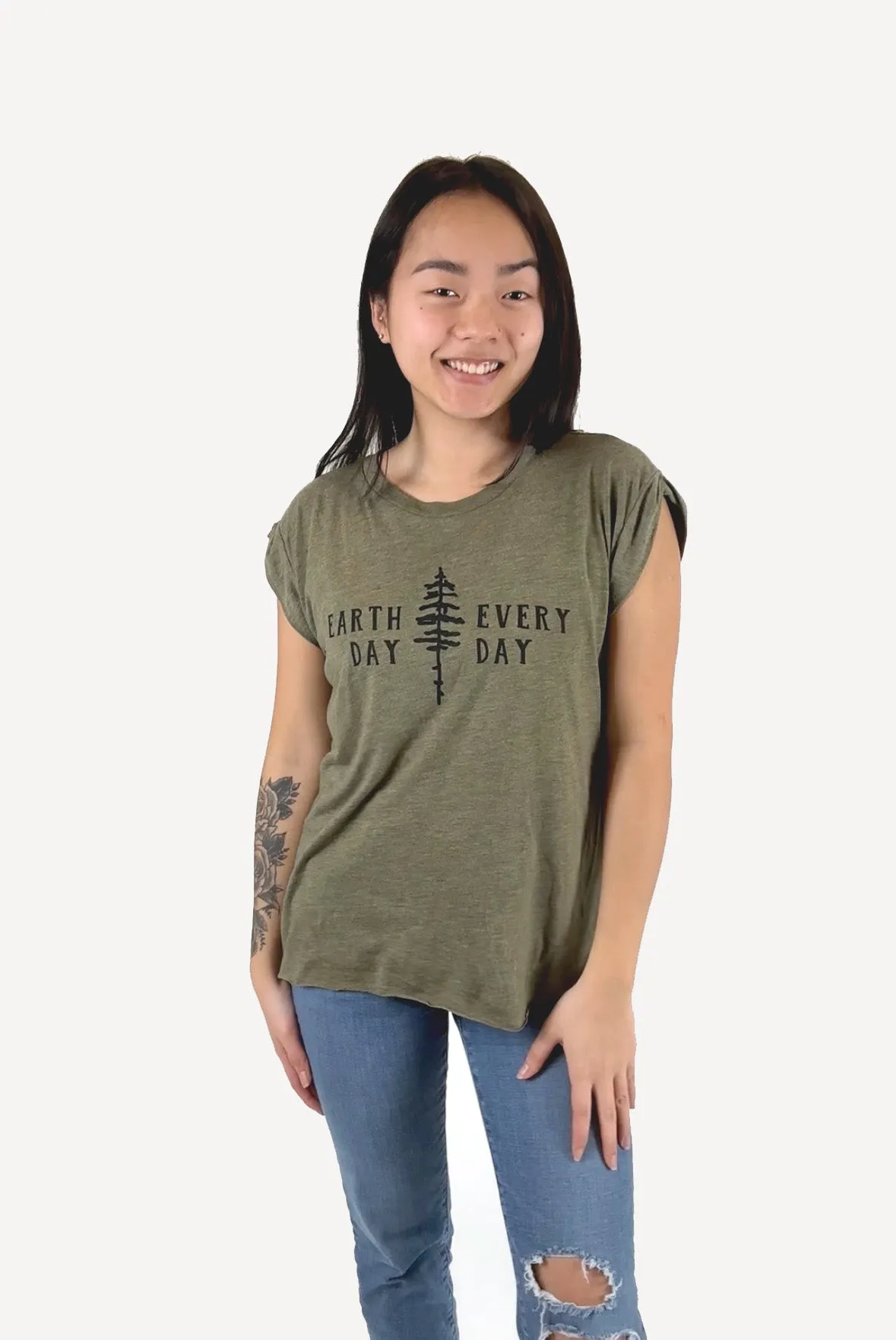 Earth Day Every Day Ladies Muscle Tee