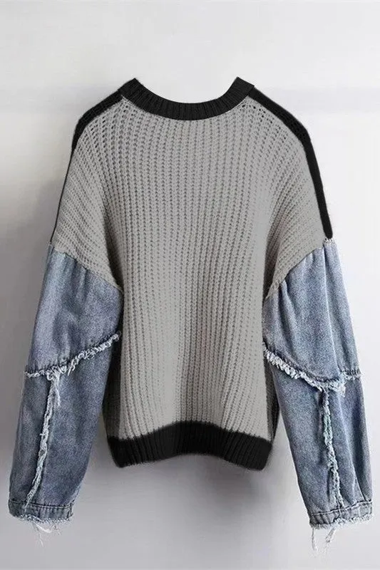 Easy Street Denim Sleeve Sweater