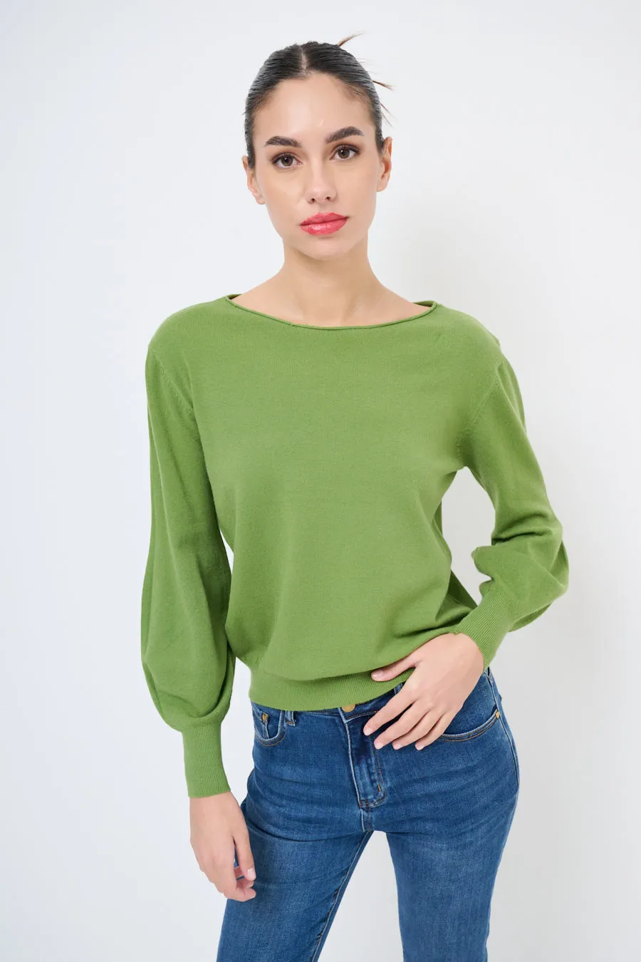 Elegant boat neck sweater wholesale