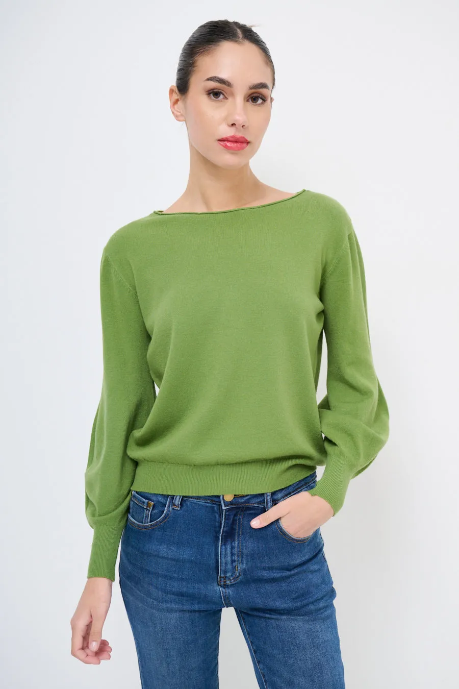 Elegant boat neck sweater wholesale