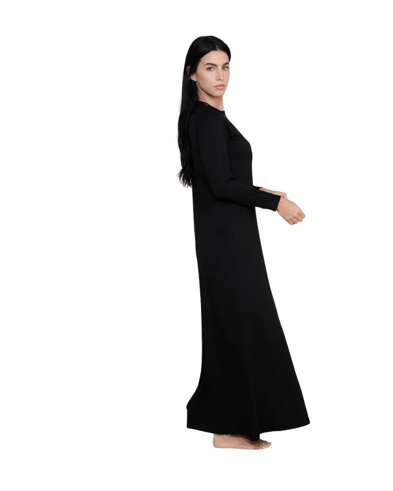 Ellwi Color Pop V Black Cotton Pull On Nightgown