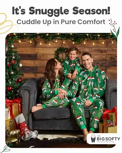 Family Christmas Onesies Adult & Kids - Christmas Onesies Women Pajamas - Christmas Kid & Adult Onesie Pajamas for Women/Men/Kids, Fleece Onesies for Women, Teens/Adult PJs - Green Santa (Adult L)