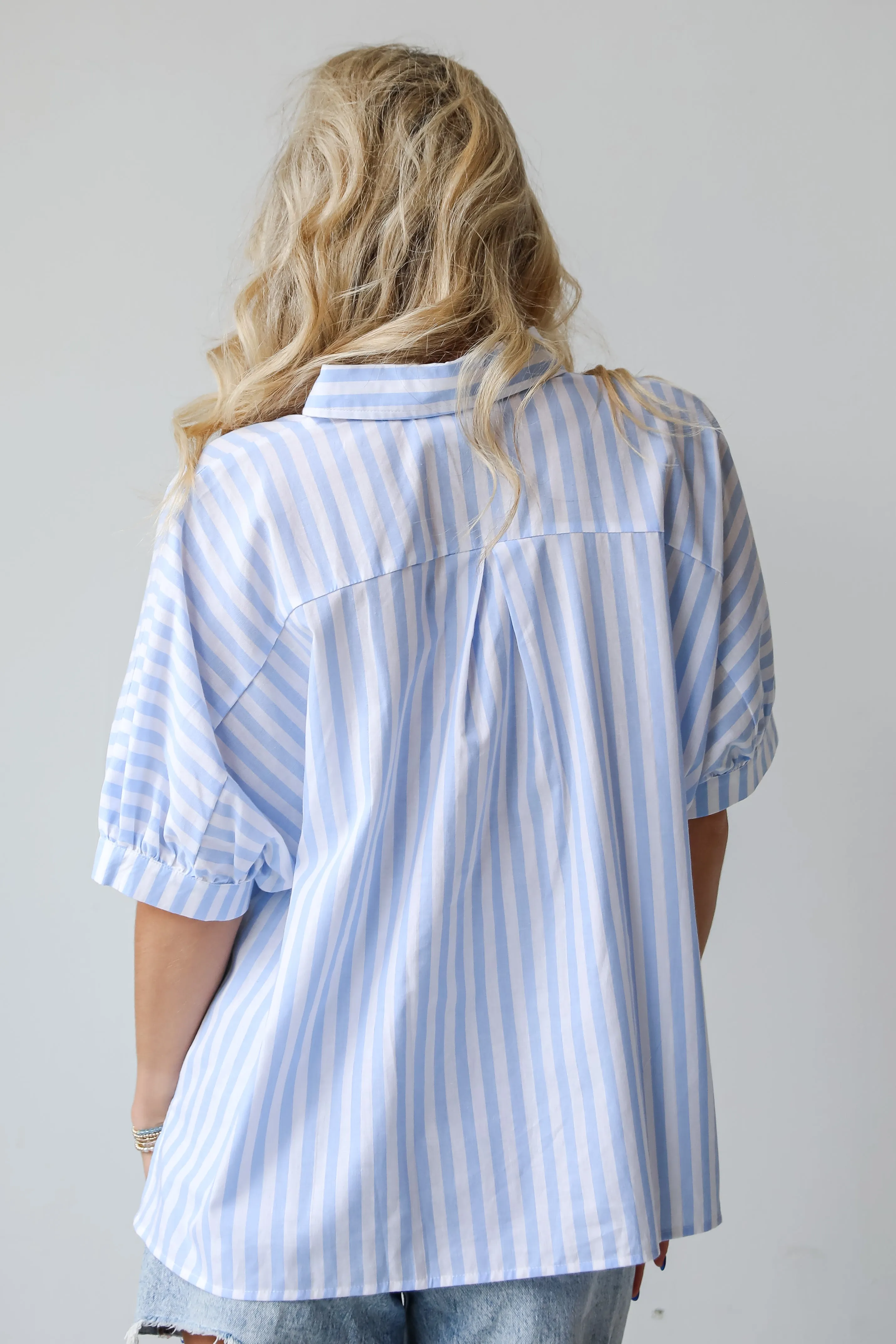 FINAL SALE - Breezy Cutie Light Blue Striped Blouse