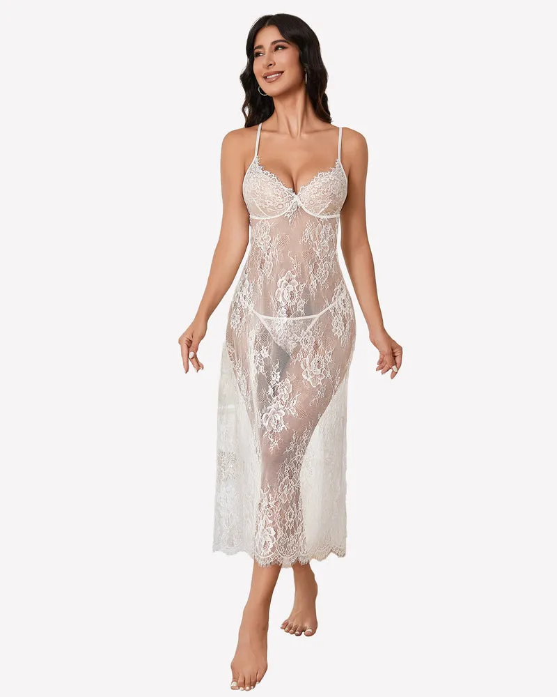 Floral Lace Halter Lingerie Dress