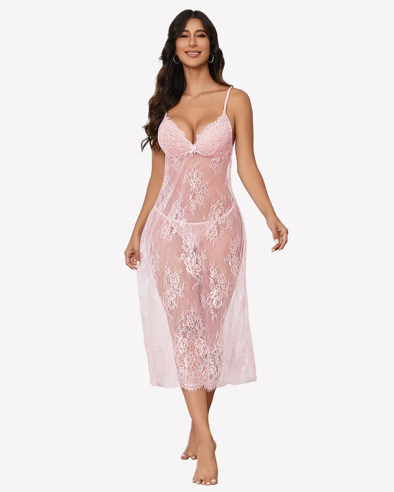 Floral Lace Halter Lingerie Dress