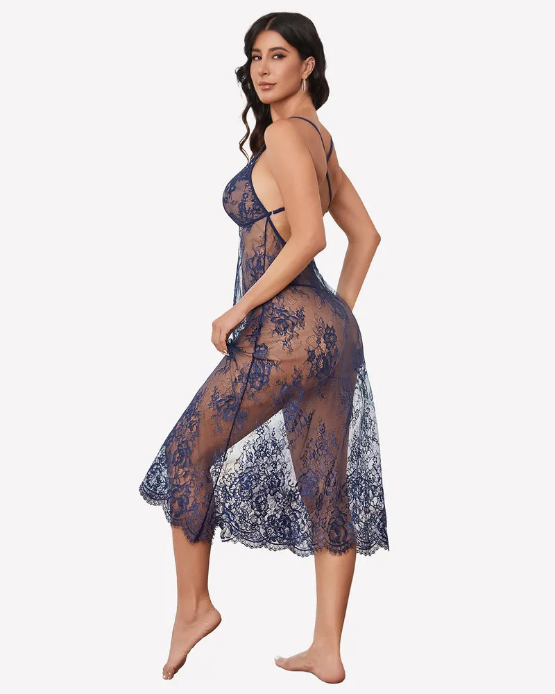 Floral Lace Halter Lingerie Dress