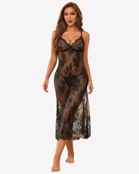 Floral Lace Halter Lingerie Dress