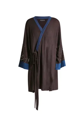 Handbeaded Merino Wool Robe in Night