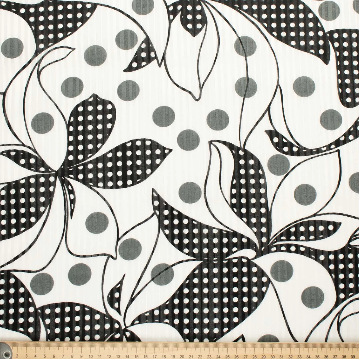 Japanese Cotton Prints Black & White Floral Design-1