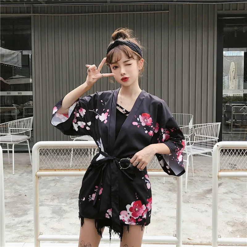 Japanese Lady with Tsubaki Flowers Kimono