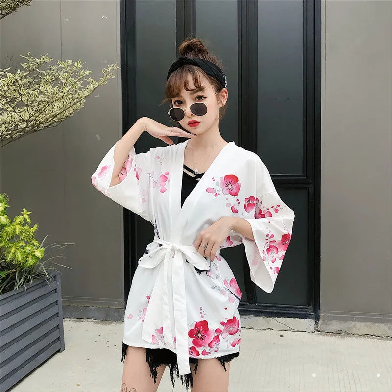 Japanese Lady with Tsubaki Flowers Kimono