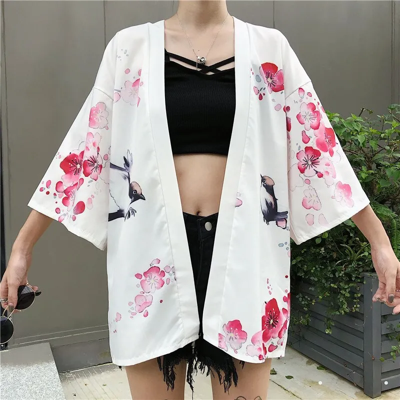 Japanese Lady with Tsubaki Flowers Kimono