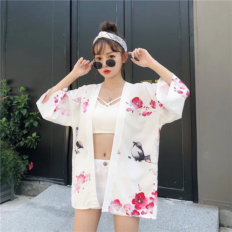 Japanese Lady with Tsubaki Flowers Kimono