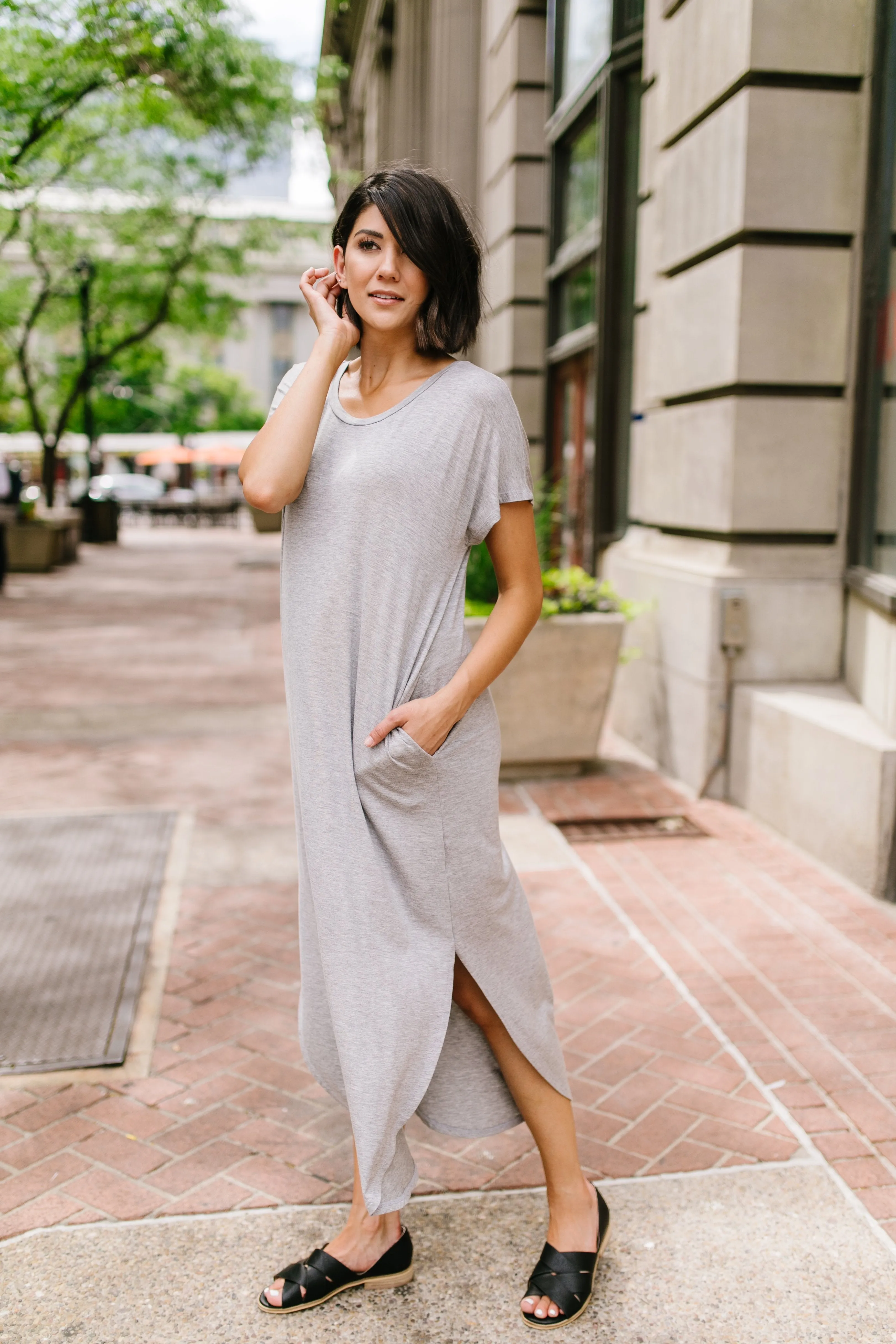 Keep Your Cool Dress In Heather Gray