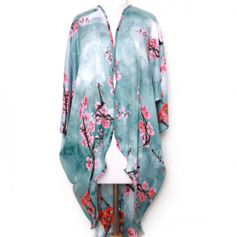 Kimono - Cherry Blossom On Grey