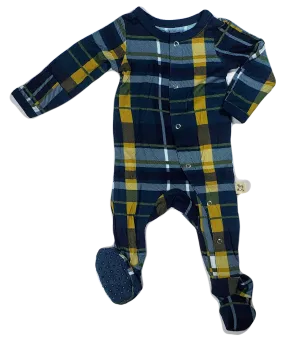 Kozi & Co Hunter & Gold Plaid Footie with Snaps