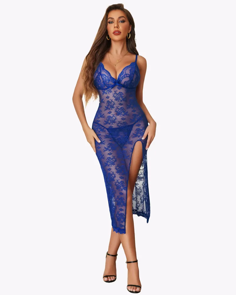 Lace Nightdress Long Side Split Dress