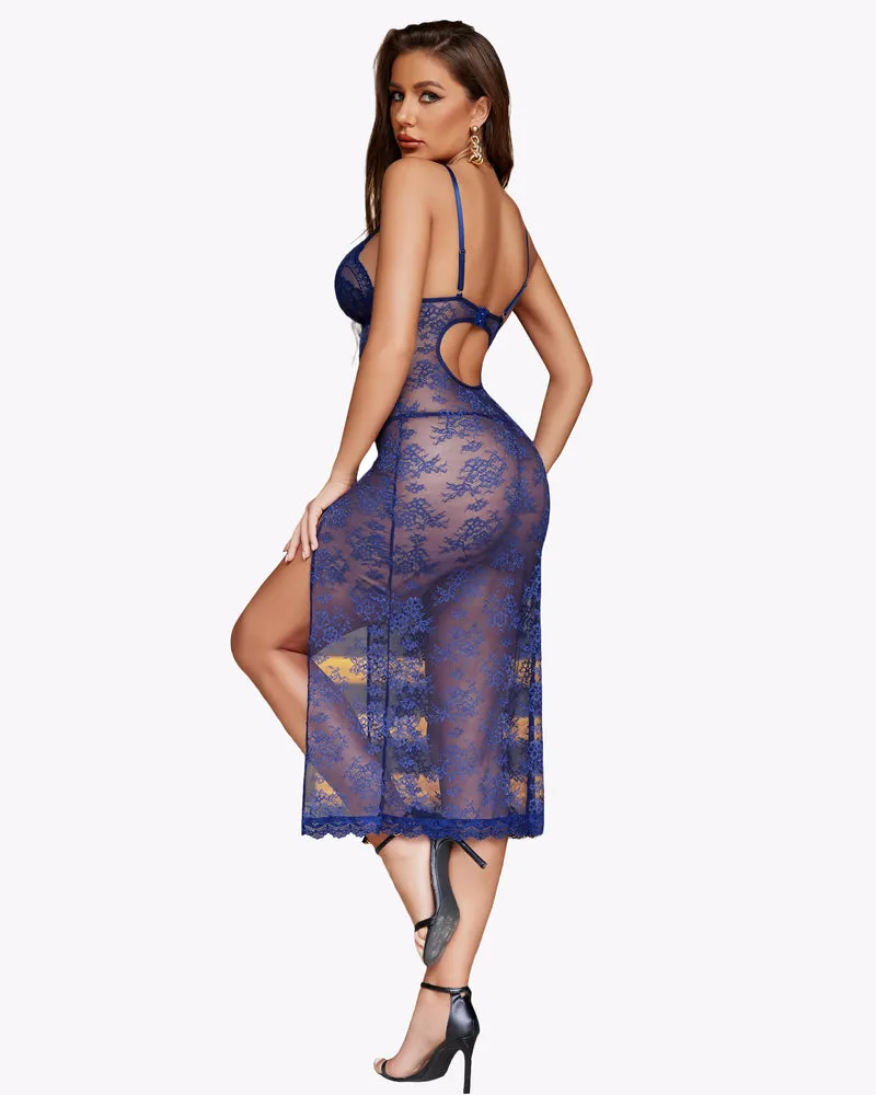 Lace Nightdress Long Side Split Dress