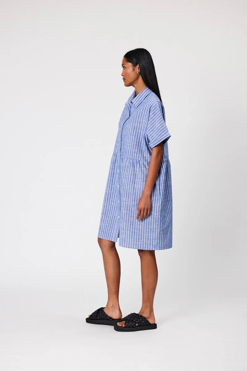 Marlow - Waves Shirt Dress - Denim Stripe