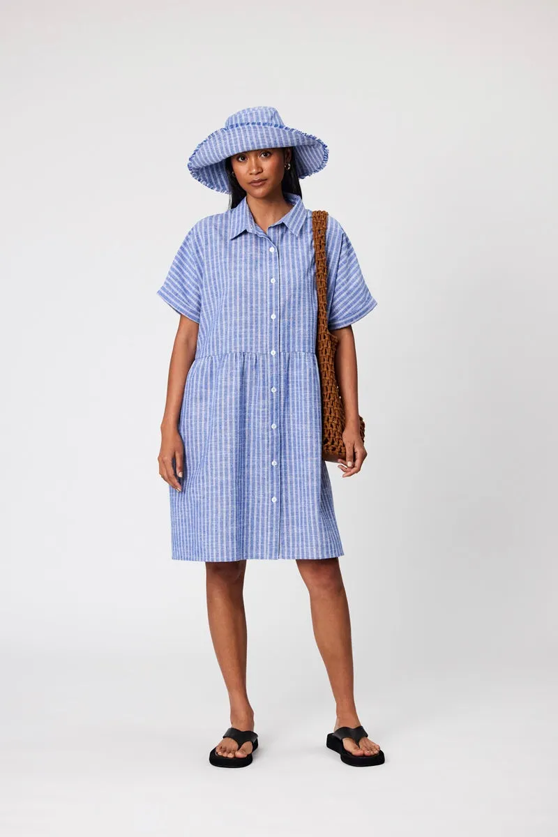 Marlow - Waves Shirt Dress - Denim Stripe