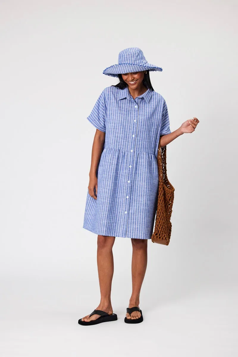 Marlow - Waves Shirt Dress - Denim Stripe