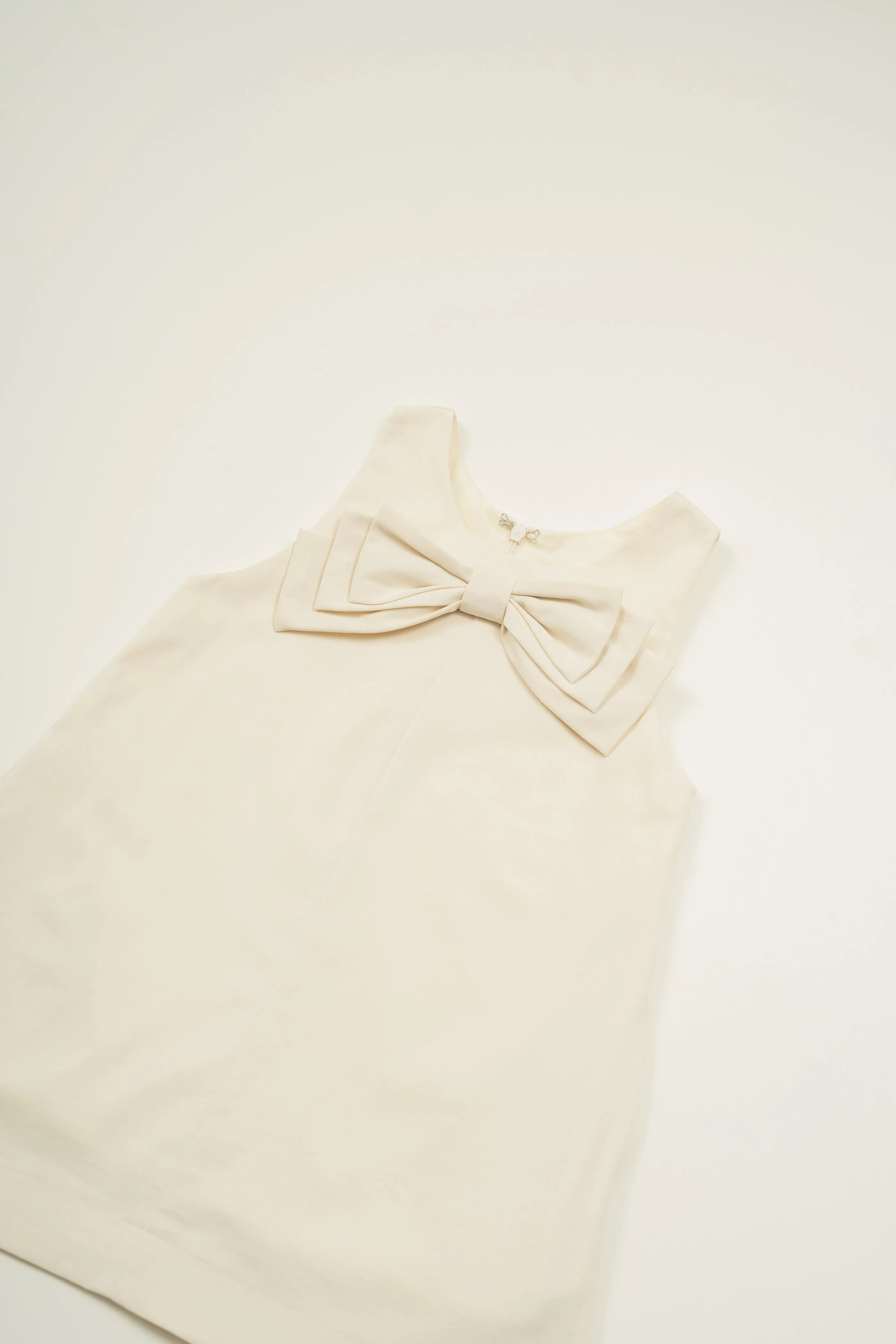 Mini A-Line Shift Dress With Bow in Natural