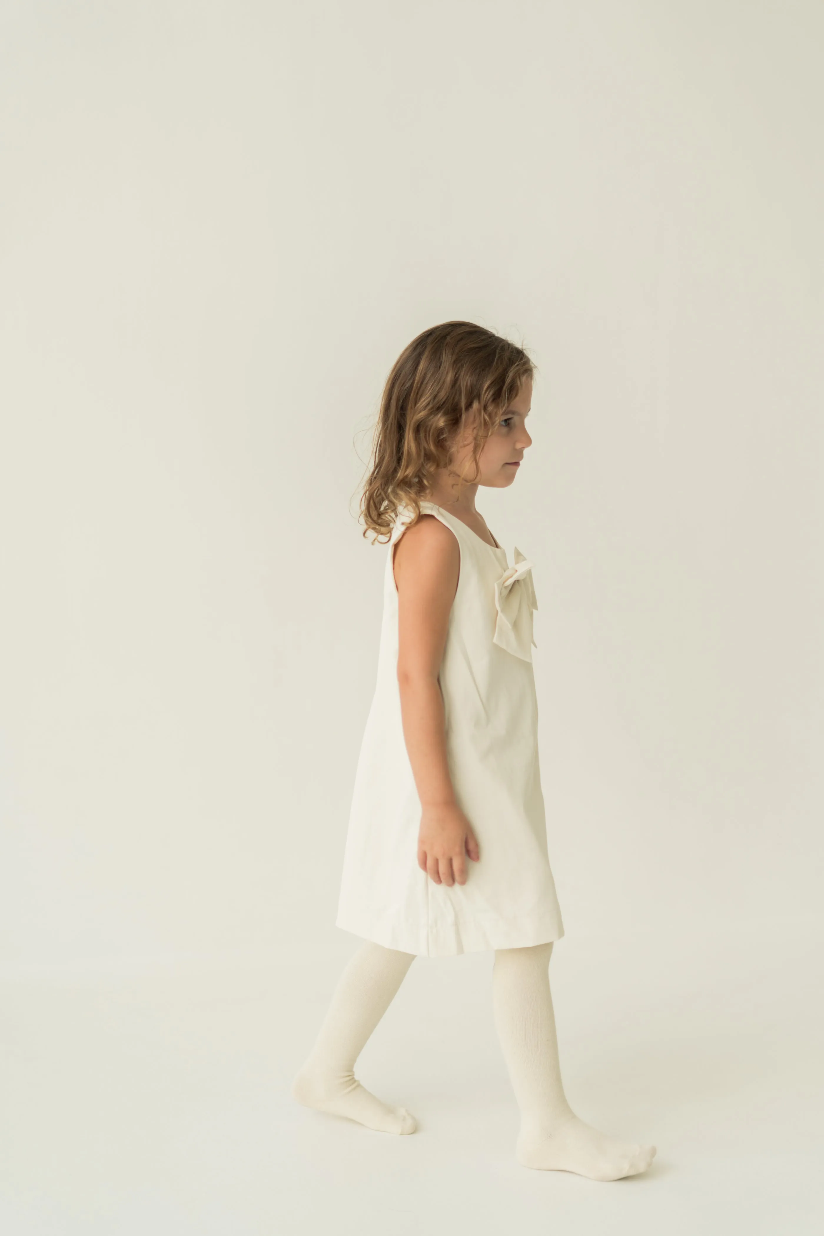 Mini A-Line Shift Dress With Bow in Natural