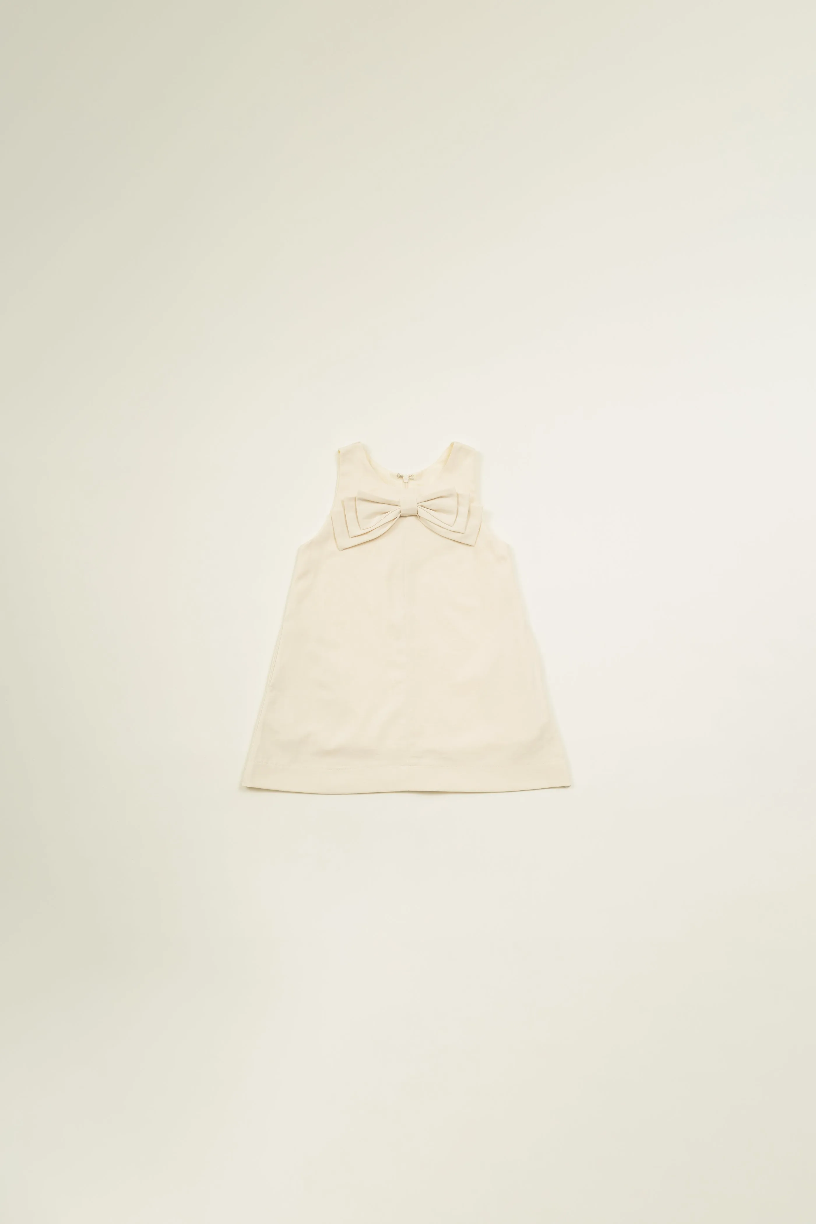 Mini A-Line Shift Dress With Bow in Natural