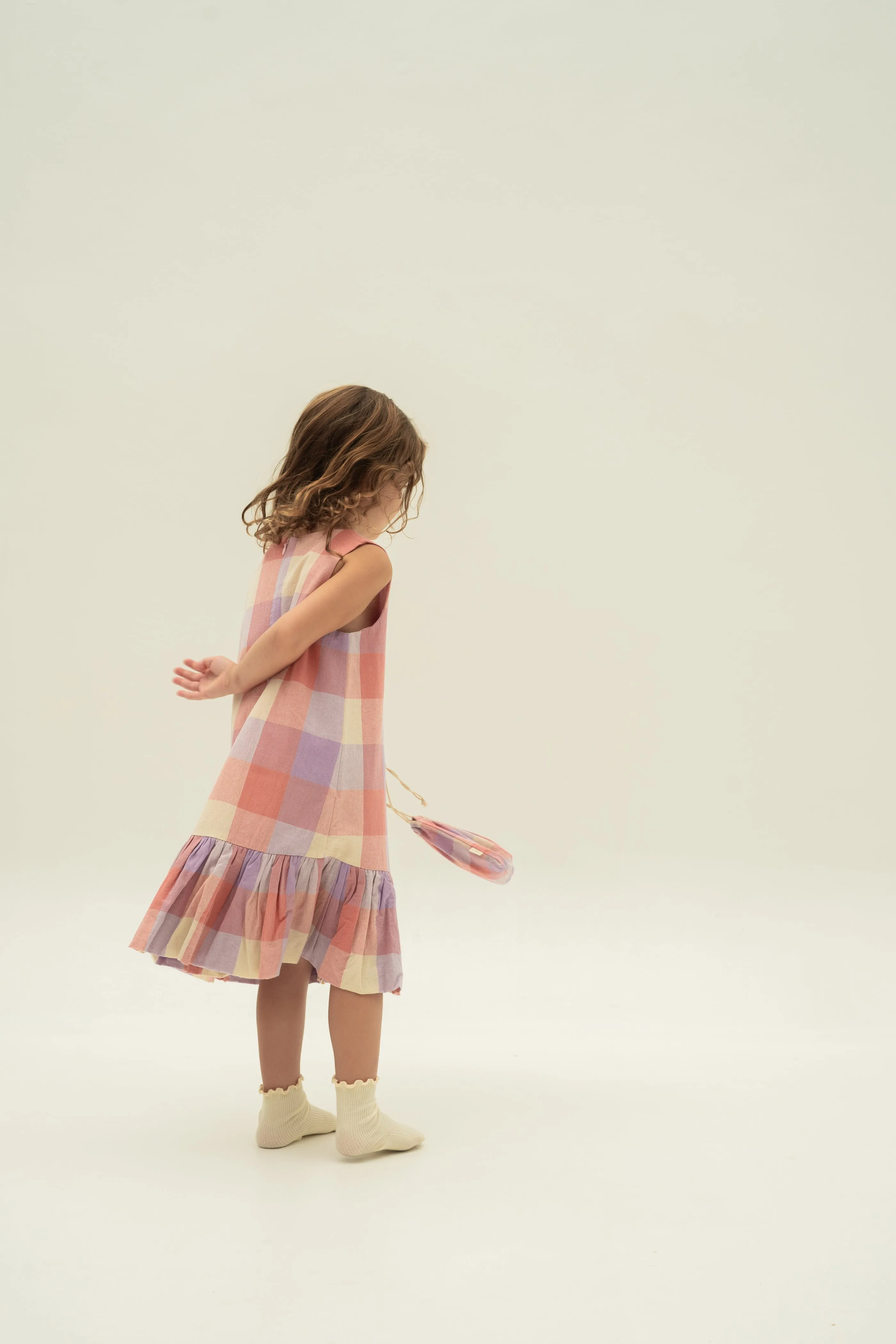 Mini Bubble Hem Dress in Joie Gingham