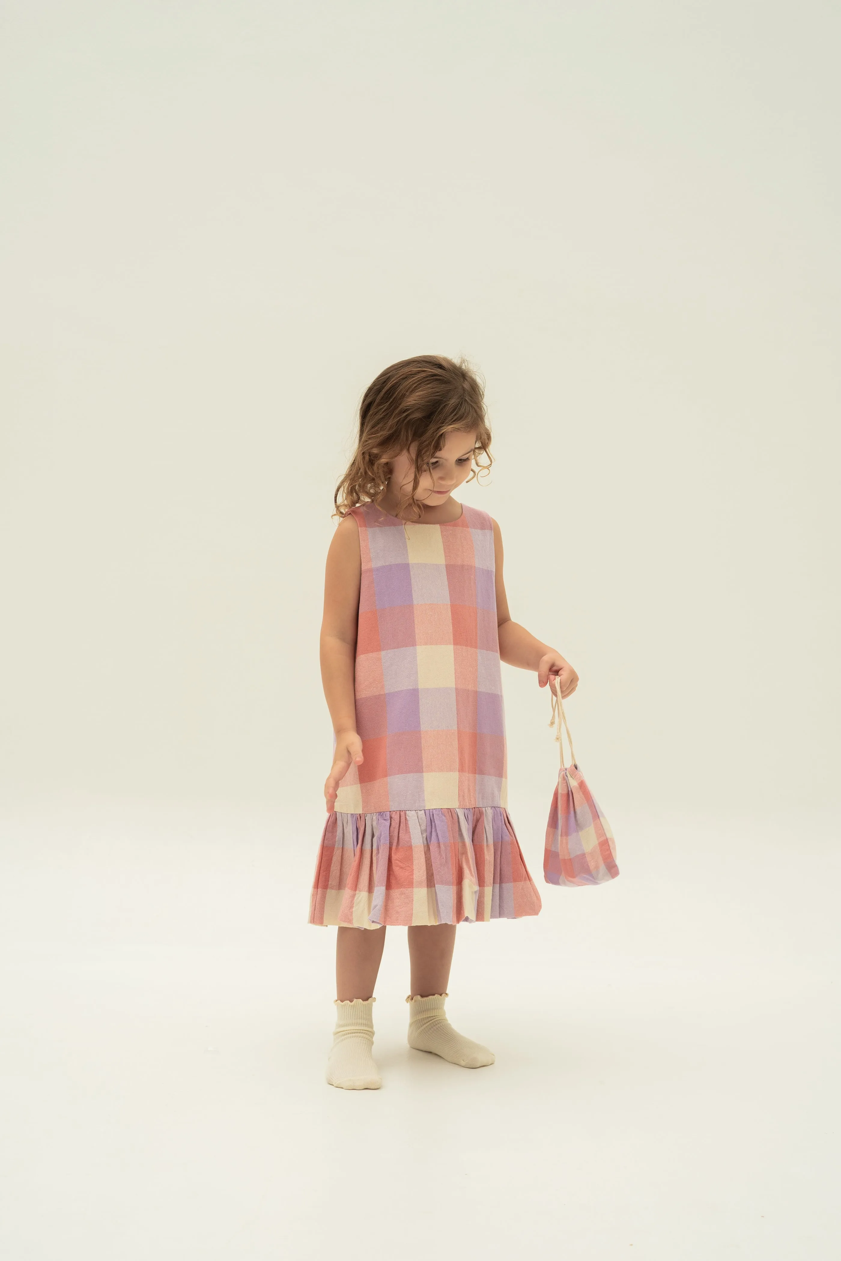 Mini Bubble Hem Dress in Joie Gingham