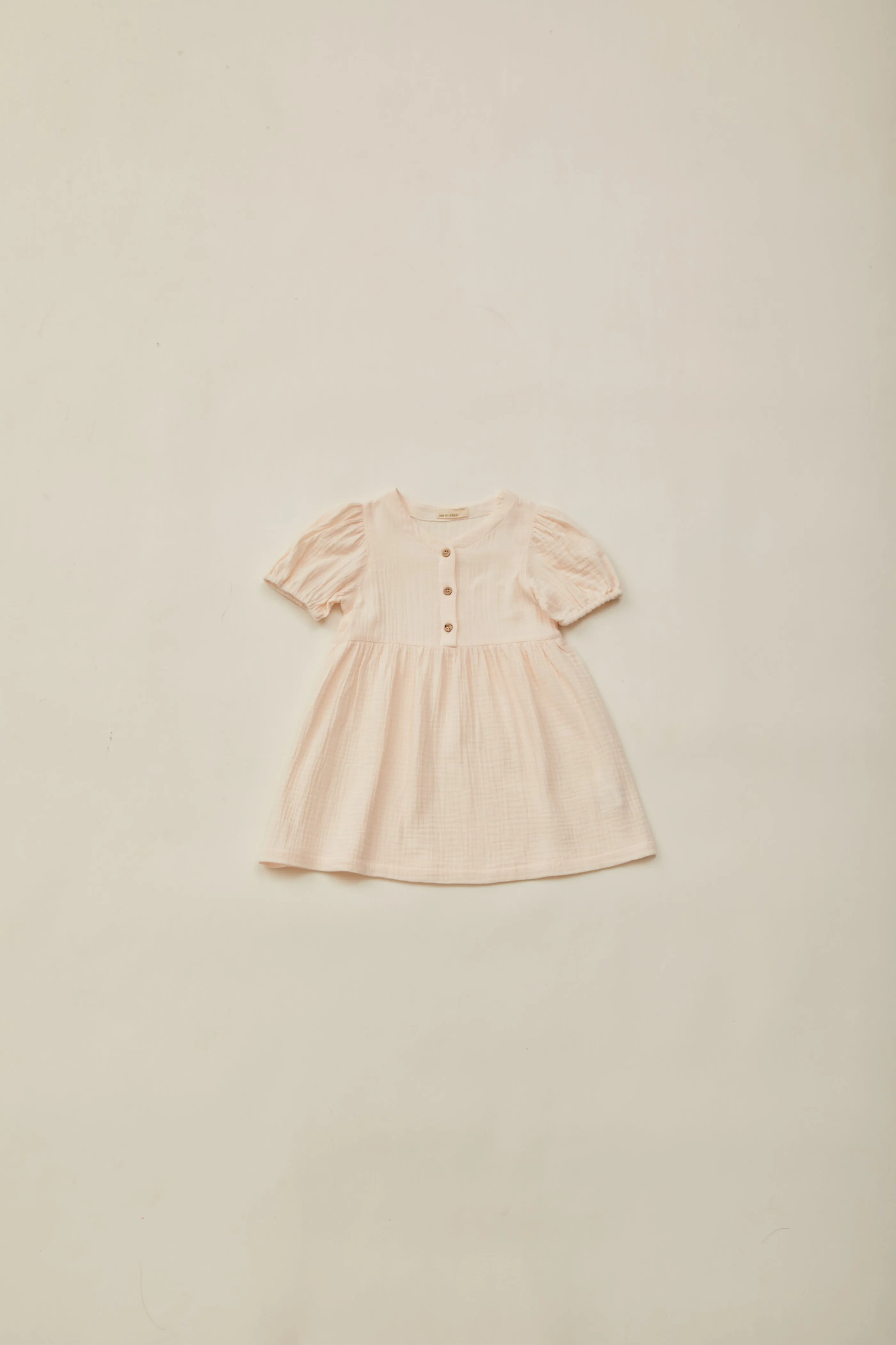 Mini Buttoned Round Neck Dress in Dove